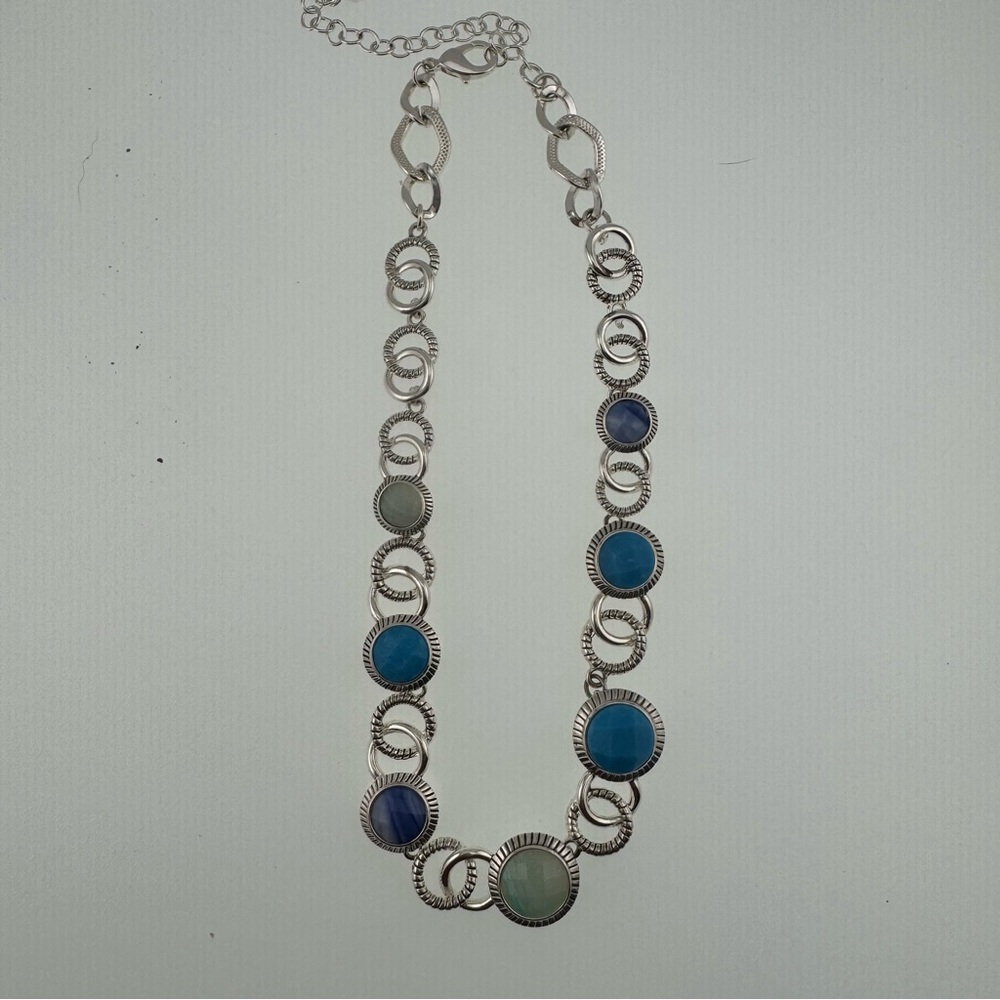Napier Silver Necklace with Blue and Green Accents